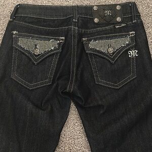 Miss Me Black Relaxed Jeans with Rhinestone Details